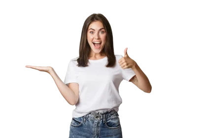 satisfied-attractive-girl-holding-something-hand-showing-thumbs-up-approval